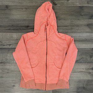 Lululemon On The Daily Hoodie Heathered Grapefruit Size 8 Womens Full Zip Pink